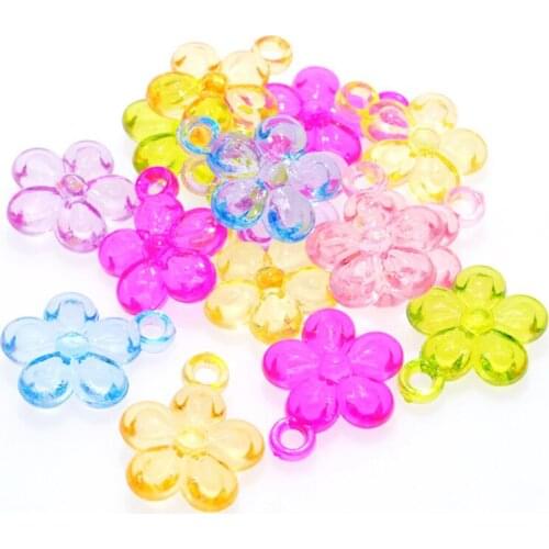 DIY Jewelry Findings Kawaii Acrylic Flower Charms Ornament Accessories Necklace Bracelet Earring Foating Pendants 23*19mm 390pcs
