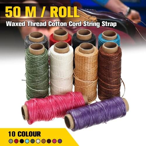 KiWarm 1mm 50m/roll Waxed Thread Cotton Cord String Strap Hand Stitching Thread for Leather Handicraft Tool Material Accessories