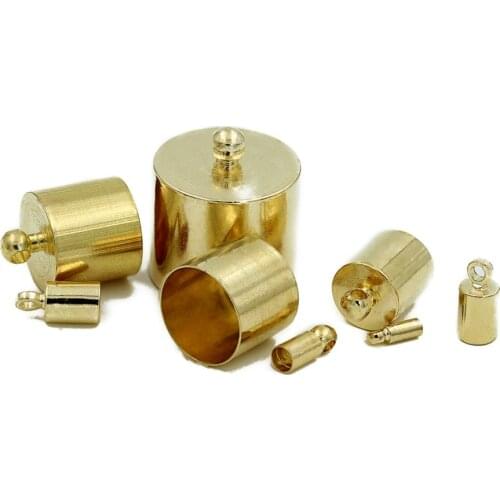 100pcs/lot KC 1.4mm/1.8mm/2.3mm/2.8mm/3.3mm/3.8mm Necklace Bracelet End Caps Connector Fitting for Jewelry Making