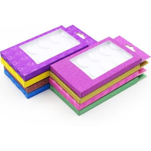 Lash Packaging Box For 5 Pairs Eyelashes Wholesale 10/20/30/50/100 Pieces Rectangle Shap Glitter Paper Lash Boxes With Trays