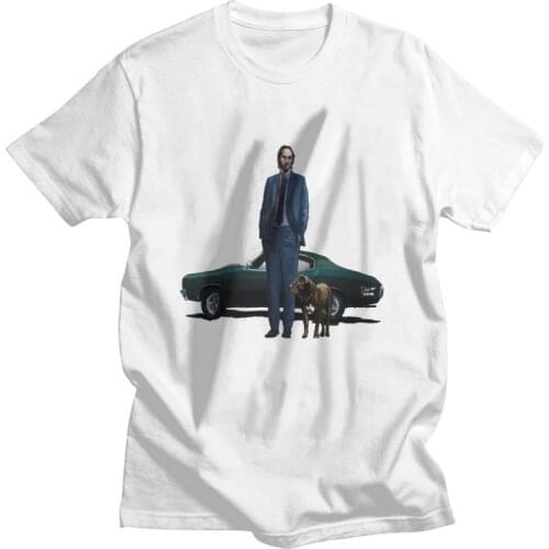 Fashion John Wick T Shirt Mens Cotton Printed T-shirts Fashion Tshirt Short Sleeve Pitbull Dog Tee Tops