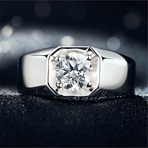 Trendy Ring for Men 925 Silver Jewelry with Zircon Gemstone Adjustable Finger Rings Wedding Party Gift Accessories Wholesale