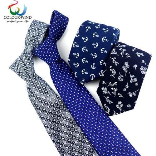 Mens Cotton Neck Ties Anchor Flower Printed Ties Adult 6CM Handmade Soft Casual Cravat Party Club Pub Tie Set Gift