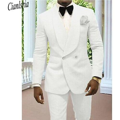 Ivory Men Wedding Tuxedos Embossing Groom Tuxedos Fashion Men Blazer 2 Piece Suit Prom/Dinner Jacket Custom Made(Jacket+Pants)