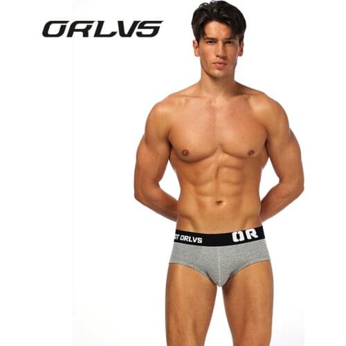 ORLVS Mens Briefs Cotton Underwear Male Sexy Underpants shorts Panties Solid Man Gay Penis Pouch Cueca Breathable Soft Briefs