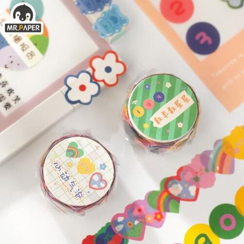 Mr.Paper 100Pcs/Roll 8 Designs Soft Chirp Series Ins Style Washi Tape Decoration Adhesive Tape DIY Scrapbooking Sticker material