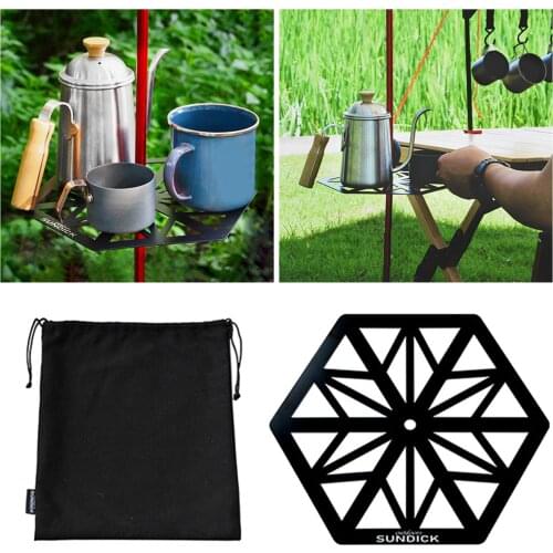 Outdoor Camping Lantern Floor Lamp Camping Light Pole Table Shelf Black