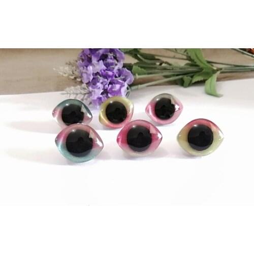 New arrvial 10pcs/lot 23x28mm oval shape clear trapezoid safety toy eyes +glitter rainbow Nonwovens +washer for diy doll finding