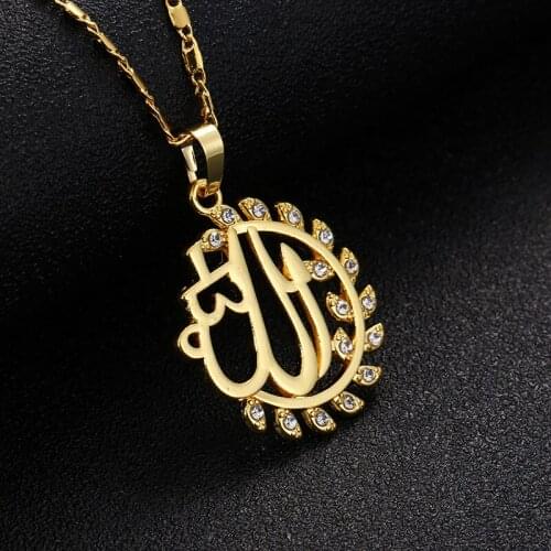 New Style Gold New Muslim Religious Totem Islamic Allah Sign Symbol Pendant Necklace Jewelry Womens Commemorative Gift