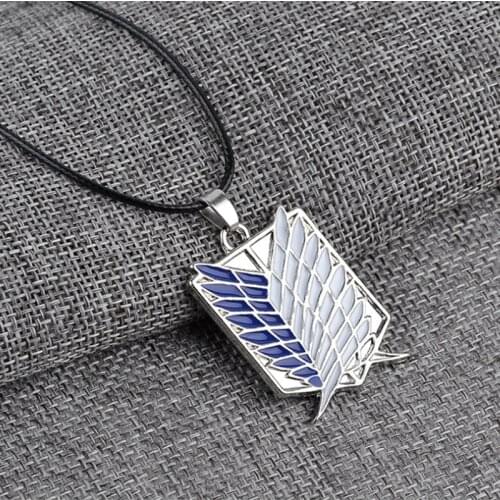 Attack On Titan Necklace Giant Legion Flag Alloy Scout Regiment Logo Pendant Necklace Men Womens Jewelry Colar