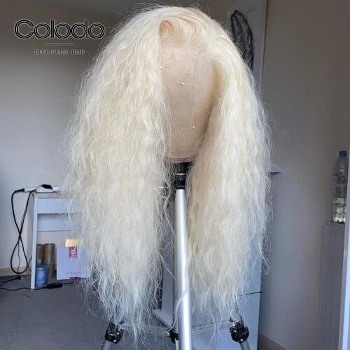 COLODO Glueless Blonde Lace Front Wig 13x6 Brazilian Remy Preplucked Curly Human Hair Wig Transparent Lace Wigs For Black Women