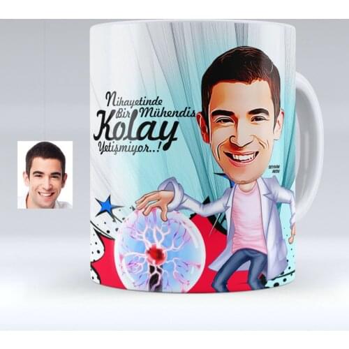 Personalized Mr Electrical Engineer Caricature Of White Mug cup-1