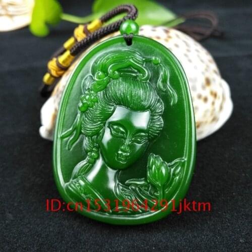 Fashion Pendant Jade Women Jewelry Green Charm Men Jadeite Necklace Beauty Natural for Chinese Carved Amulet Gifts Hand
