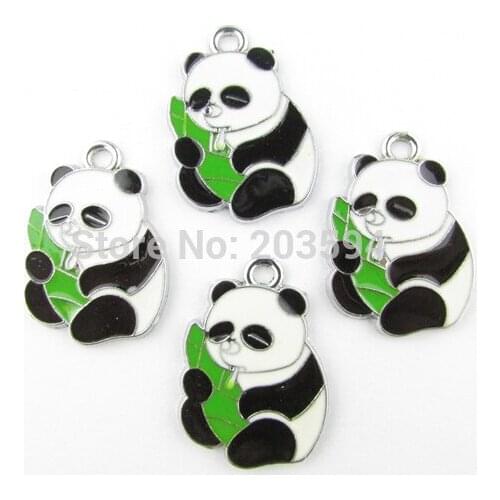 AE129 20pcs Mixed Enamel Alloy Panda Charms Pendants DIY Jewelry Findings 28x21mm