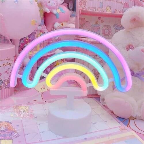 Rainbow Unicorn Neon Led Night Lamp Girls Bedroom Warm Night Light Room Decoration Light For Children Table Desk Lamp Gifts