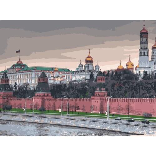 MaHuaf-j200 Cityscapes buildings moscow kremlin coloring by numbers on canvas for living room wall