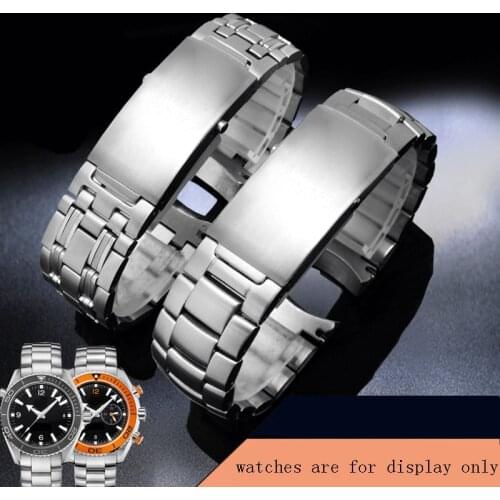 PEIYI Watchband Solid Stainless Steel Wristband 20mm 22mm Replacement Steel Strap Male Watch Accessories For omeg 007