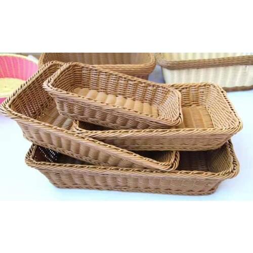 Hand-woven Bamboo Storage Basket Fruit Candy Dish Rattan Bread Basket Kitchen Food Picnic Sundry Container