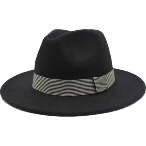 Seioum unisex wool Jazz hats large brim felt cloche cowboy panama fedora hat for women black red trilby derby fedoras