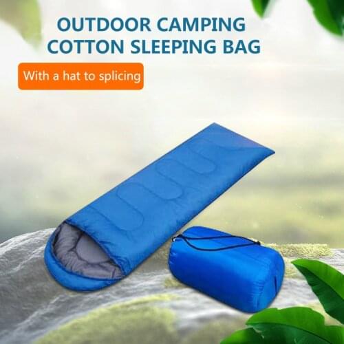 Adult Envelope with Hood Cotton Sleeping Bag Travel Outdoor Camping Sleep Bag with Compression Stuff Sack 4 Season Sleeping Bags