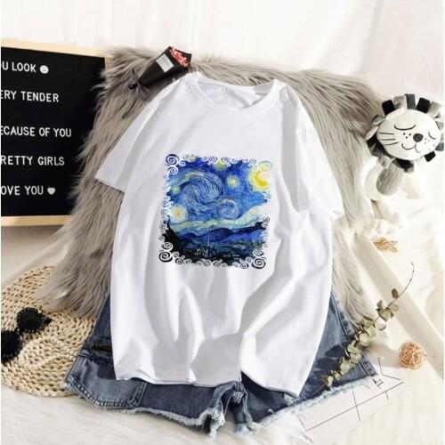 Van Gogh Harajuku Aesthetic T Shirts Summer Women Tshirt Women Oil Painting Funny T-shirt 90s Vintage Tshirt Fashion Top Tees
