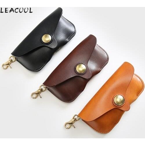 Vintage Genuine Leather Eye Glasses Bag for Sunglasses Protector Case Protable Glasses Box Eyeglass Case Pouch Holder