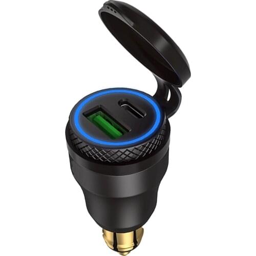 Aluminium Type-C PD Power Delivery USB Charger 30W QC 3.0 Quick Charger Waterproof for Hella DIN Socket BMW Ducati Triumph