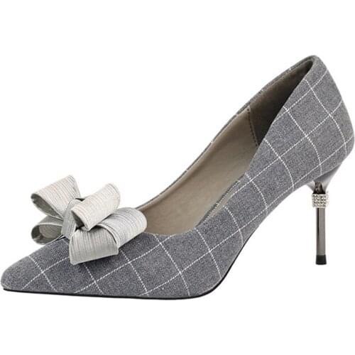 Shoes Woman 2019 New Style Summer Pointed Bow With Diamonds High Heel Shoes Office Shoes For Lady Women Pumps Pointed Toe NO.237