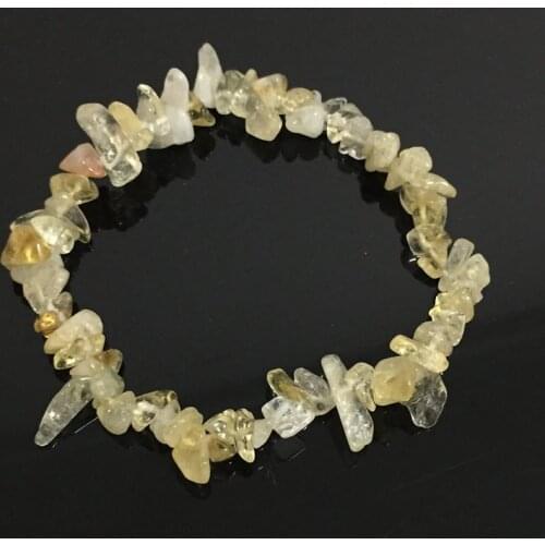 Women Bracelets Healing Balance Raw Nuggets Stone Yellow Crystal Cirtrines Chip Beads Meditation Jewelry Green Quartz Bracelets