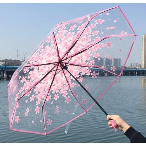Automatic Folding Transparent Umbrella Rain Women Windproof Outdoor Travel Auto Foldable Business Umbrella Car Parasol