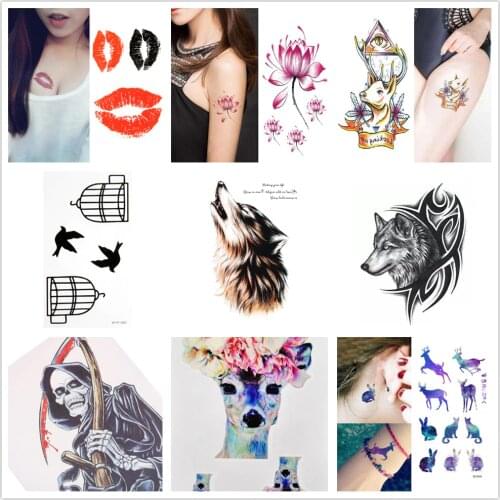 1 Fashion Colorful Flowers Tattoo Women New Waterproof Temporary Black Tattoo Sticker Body Art