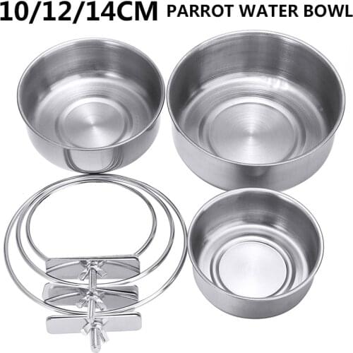 1Pc Parrot Water Bowls Stainless Steel for Pet Bird Cage Hanging Bowl Parrots Food Water Bowls