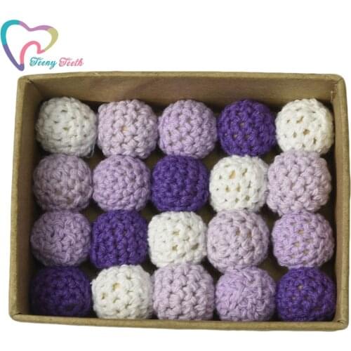 TeenyTeeth 10PCS Violet&Purple Series Baby Accessories Crochet Wood Beads DIY Nursing Jewelry Organic Teething Toys Crochet Bead