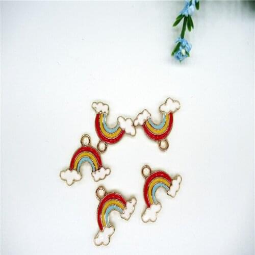 10PCS Oil Drop Rainbow Enamel Charms DIY Jewelry Bracelet Necklace Pendant Charms Gold Tone Enamel Floating Charm