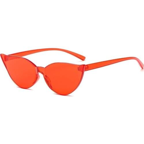 2018 Women Cateye Sunglasses Vintage Lady Fashion Candy Color Sun Glasses Female Red Frame Rimless Colorful Sunglass for Womens