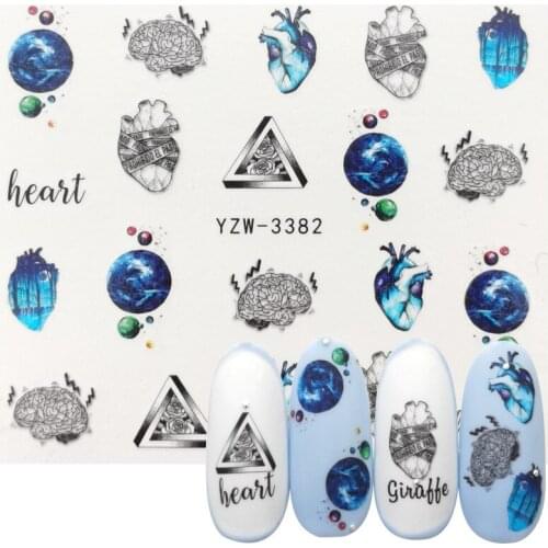 2020 NEW Designs Creative planet brain Slider Nails Sticker Water Transfer Decals Manicure Decorations Tips Nail Wraps Tools