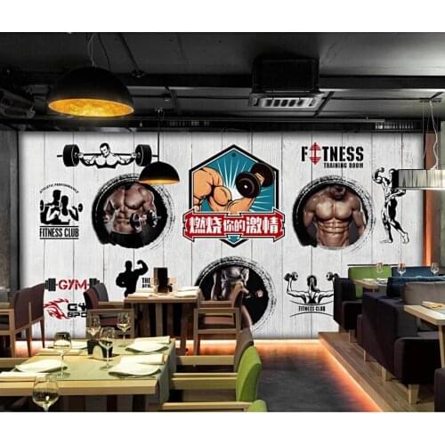 WDBH Custom photo 3d wallpaper Vintage plank sports fitness club image room home decor 3d wall murals wallpaper for walls 3 d