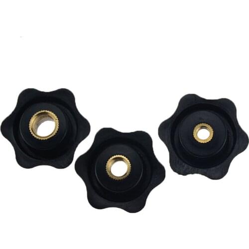 5PCS M6 M8 M10 Through Hole Six Star Type Plum Bakelite Hand Tighten Nuts Handle Star Mechanical Thumb Nut Outer diameter 38mm