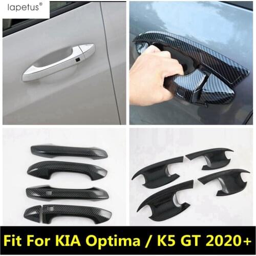 Carbon Fiber Look Accessories For KIA Optima / K5 GT 2020 2021 Side Door Grab / Handle Bowl Pull Doorknob Cover Trim Exterior