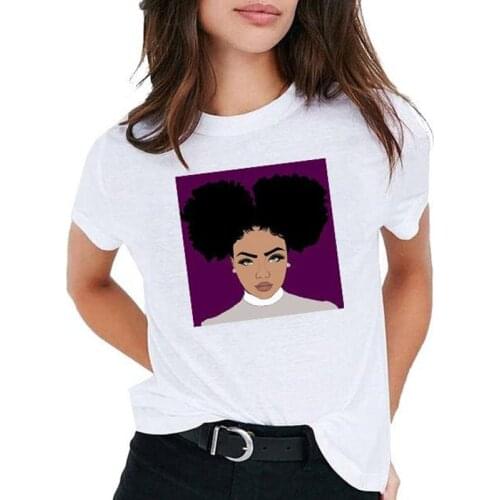 Curly Hair Girl White T Shirt Women Casual Modal Short Sleeve Tee-Shirts Cartoon Printed Female Tops