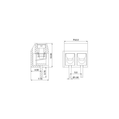 Free shipping 2pin PCB Screw Terminal Block 1000pcs