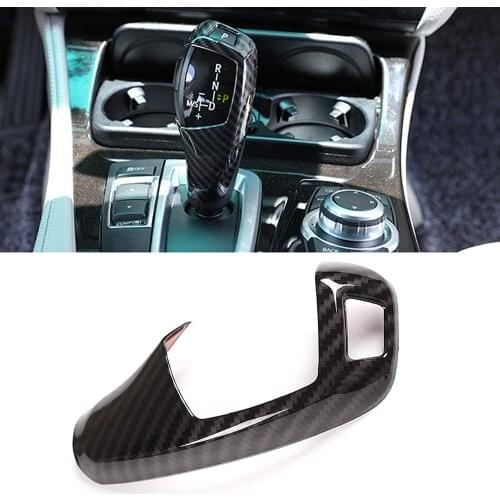 BMW F30 Carbon Fiber Pattern Gear Shift Knob Cover Trim, Carbon Fiber Style Gear ABS Shift Head Cover Fit BMW 1 X6