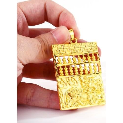 Exquisite Gold Color Chain Pendant for Womens Wedding Anniversary Jewelry Gifts Delicate 3D Abacus Necklace for Men Male