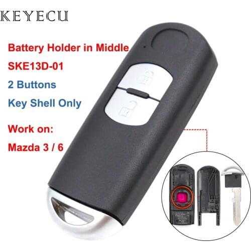 Keyecu Remote Key Shell Case Cover 2 Buttons & Emergency Key for Mazda 3 6 2014 2015 2016 2017 2018 SKE13D-01 FCC: WAZSKE13D01