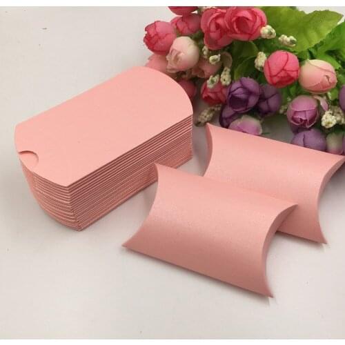 50pcs Paper Wedding/Party Gift Boxes,pillow DIY Handmade Packing boxes,8x5.5x2cm jewelry/accessory storage boxes