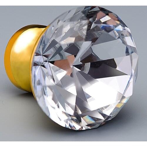 Crystal Handle Modern Simple European Cabinet Drawer Wardrobe Door Diamond Crystal Gold Handle