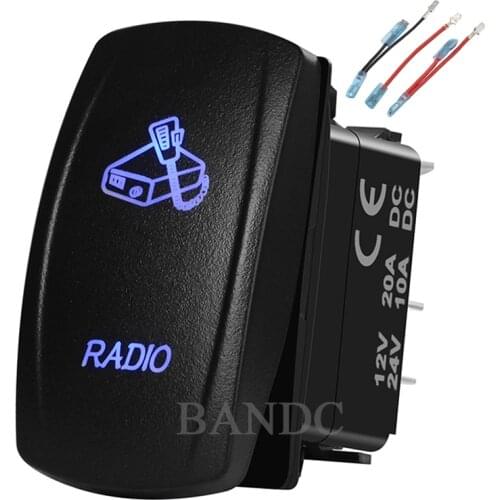 RADIO Symbol Rocker Switch,Laser-Etched 5P On-Off SPST Led Light Button for Car Boat ARB NARVA,Car Accessories,Jumper Wires