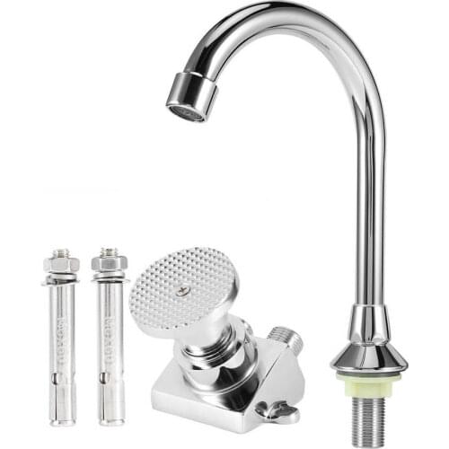 /2in Copper Thread Floor Mounted Foot Pedal Basin Faucet Sink Faucet Set Sink Taps Office Hospital Bathroom Supply