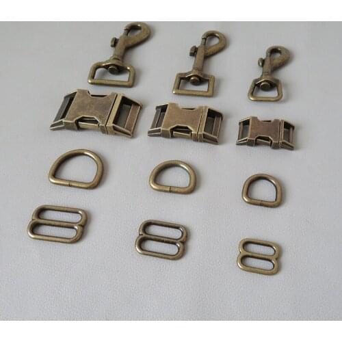 100Sets/Lot Wholesale Metal D Ring Buckle Belt Loop Carabiner Hook Hardware For Bag Dog Collar Harness Lobster Clasp Accessory