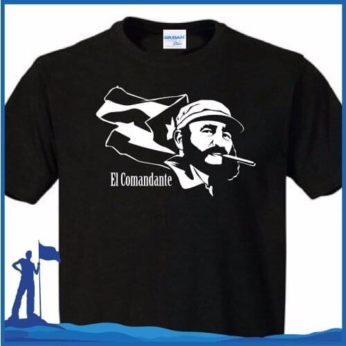 T Shirt Men Funny Casual Cotton Print T-Shirt El Salvador Commander Fidel Castro, Cuba Communist Of Cuba Male Tee Shirt